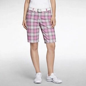 Nike Dry Fit Golf Performance Shorts in Pink and Black Plaid